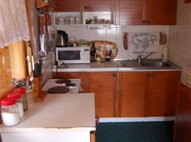 Kuchyně s vařičem, lednicí, mikrovlnou troubou a rychlovarnou konvicí