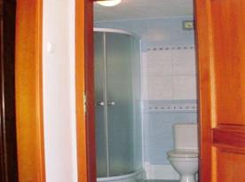 Apartmán s výhledem na zahradu - Koupelna  se sprchou, WC a umyvadlem